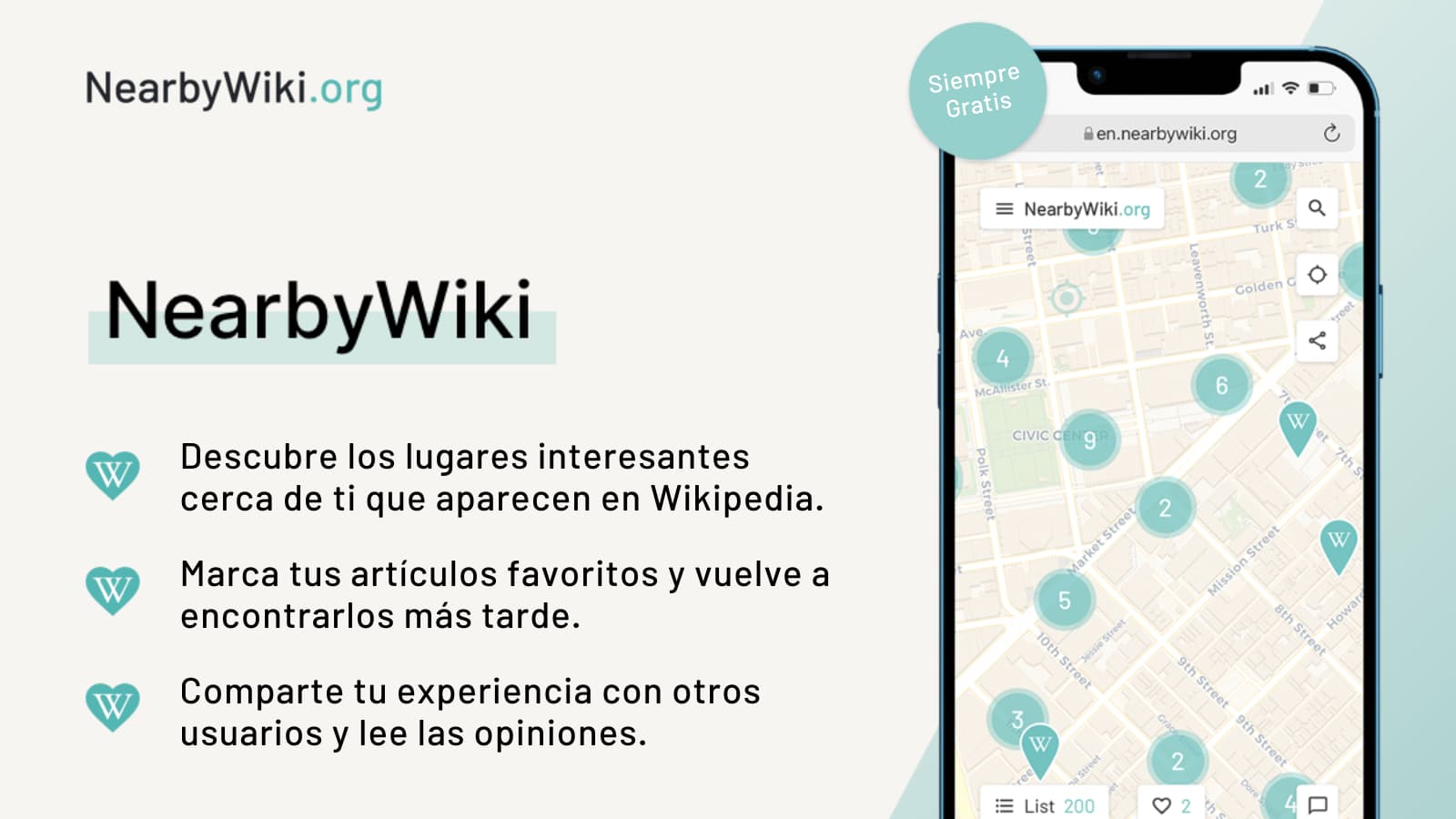 NearbyWiki: Lugares cercanos de Wikipedia